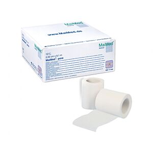 Maimed Pore:  witte, non-woven, hypoallergene kleefpleister 2,5 cm x 9,14 m