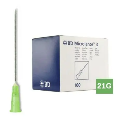 BD Microlance Aiguilles 21G (0,8 mm) x 50 mm Vert - 100 pièces