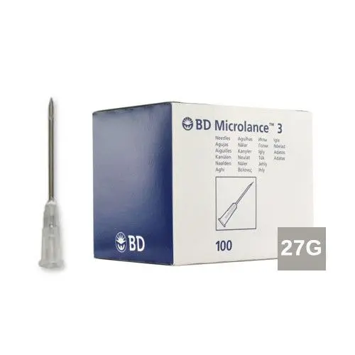 BD Microlance Aiguilles 27G (0,4 mm) x 19 mm Gris - 100 pièces