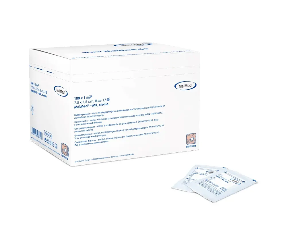 MaiMed Gaaskompres Steriel 5x5cm - Individueel verpakt - 100 stuks