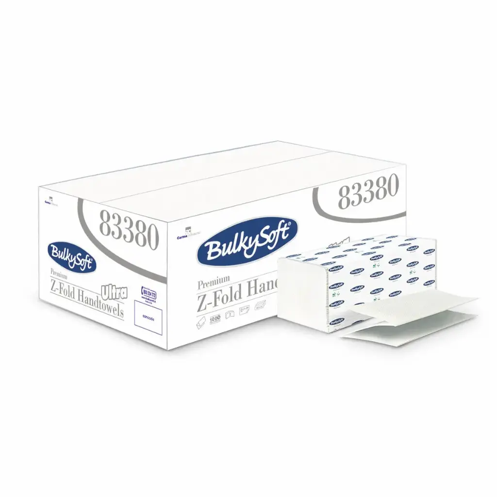 BulkySoft Z-Fold Handdoekpapier 2-laags – 24×20,5 cm - Omdoos (25 x 150 vellen)