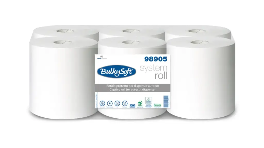 Rouleaux d'essuie-mains blancs avec broche 2L 21 cm x 200 m - 6 pièces