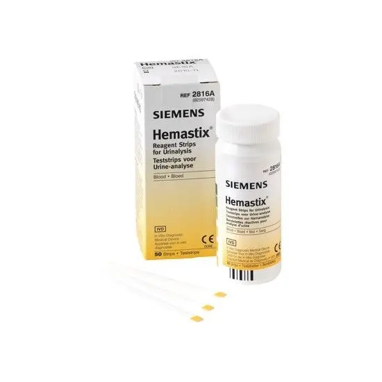Bandelettes réactives Hemastix pour analyse d'urine - 50 pièces