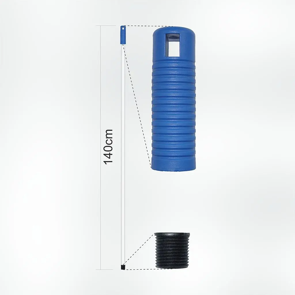 Manche hygiénique en fibre de verre 1,40 m Blanc/Bleu Poignée - 1 pièce