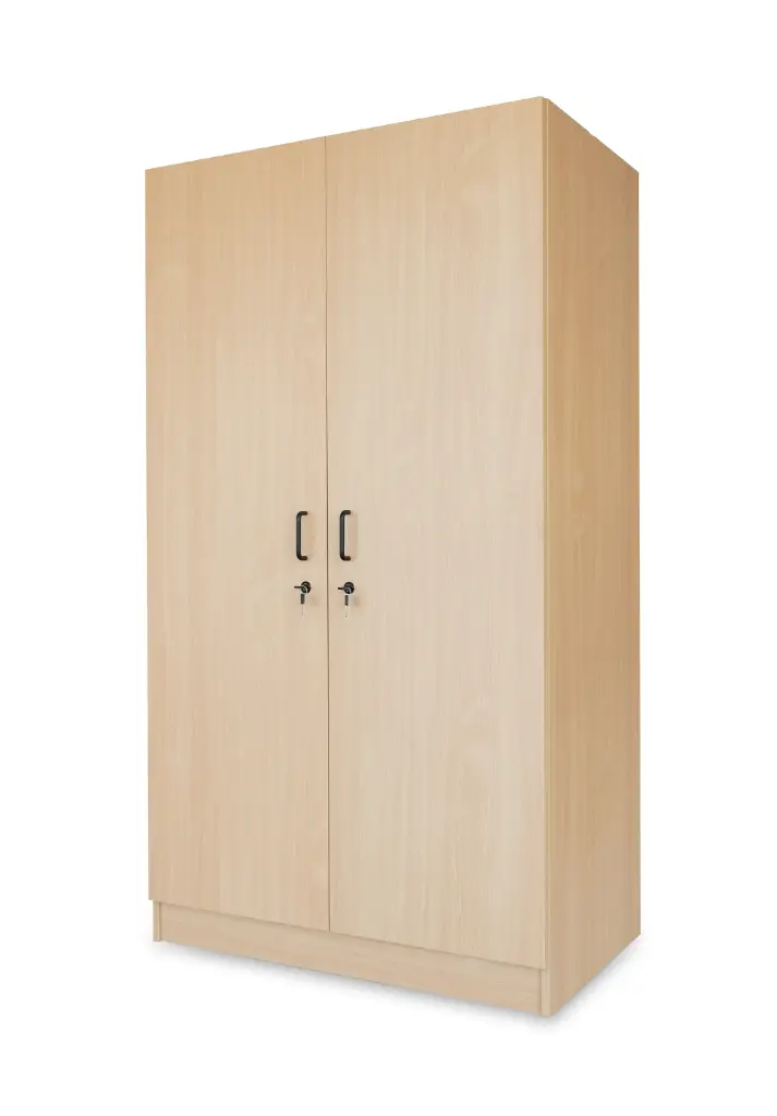Kleerkast met sloten, 2 deuren, 98 x 60 x 178 cm - kleur beuk 