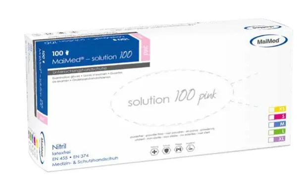 MAIMED SOLUTION PINK M Gants nitrile PF/NS - 100 pièces