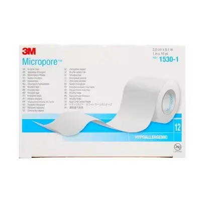 Micropore Chirurgische Hechtpleister 2,5cm x 9,14m - 12st
