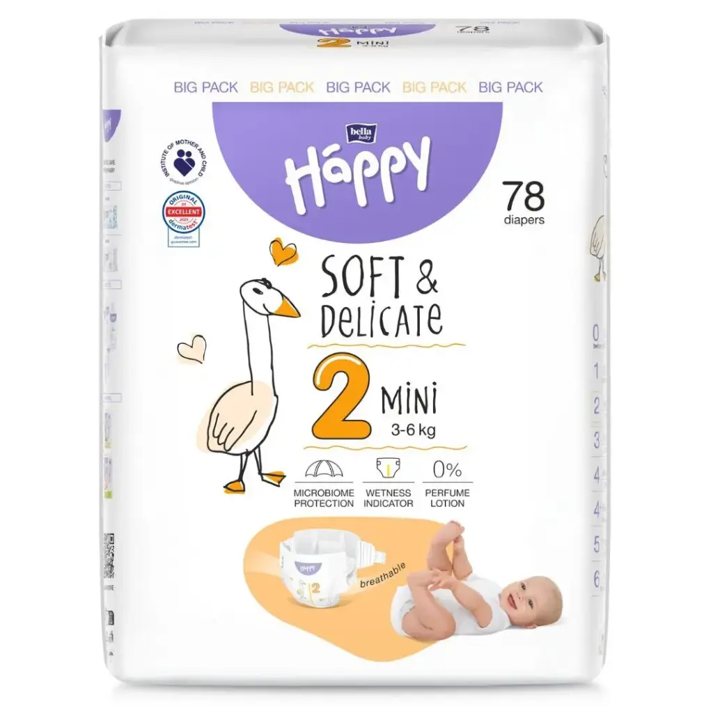 Bella Baby Happy Luiers Mini - Maat 2 (3-6kg) - Omdoos (6 x 78 stuks)