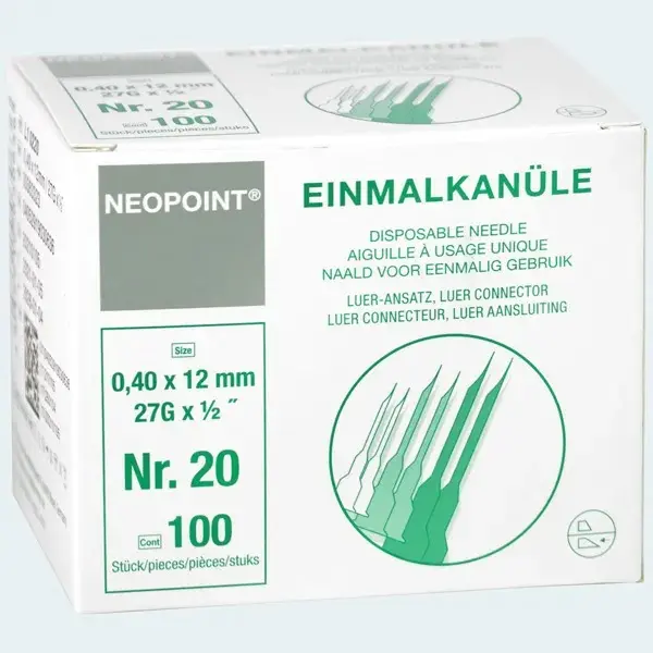 Aiguilles Neopoint 27G (0,4 mm) x 40 mm Gris - 100 pièces