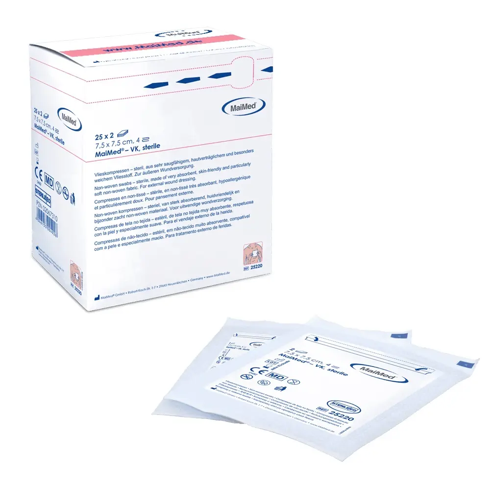 MaiMed Non-Woven kompres Steriel 5x5cm – Per 2 stuks verpakt – 25 stuks