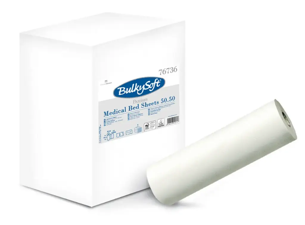 BulkySoft Onderzoekstafelpapier Wit 2-laags 50cm x 50m - Omdoos (9 rollen)