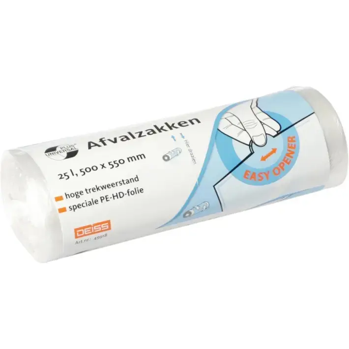Pedaalemmerzakjes HDPE Transparant 50x55cm 25l - Omdoos (20 rollen x 50 stuks)