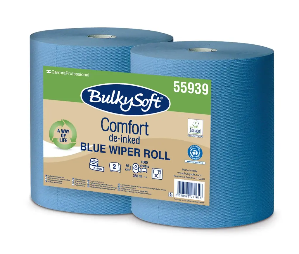 BulkySoft Poetsrollen Maxi Blauw 2-laags 36cm x 360m – 2 rollen