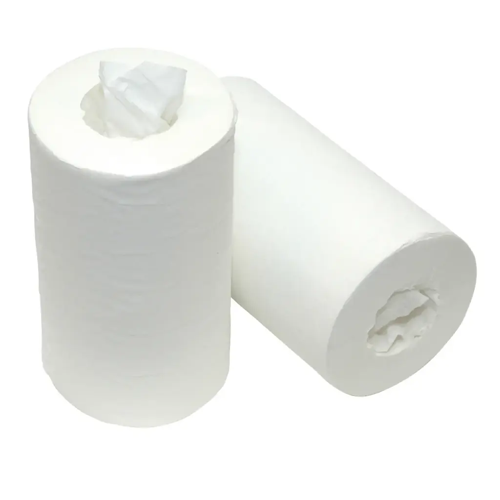 BulkySoft Poetsrollen Mini zonder koker Wit 1-laags 20cm x 120m – 12 rollen