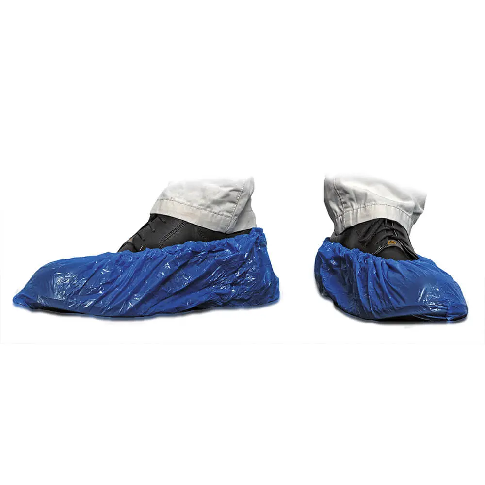 Schoenovertrek wegwerp PE blauw - 100 stuks