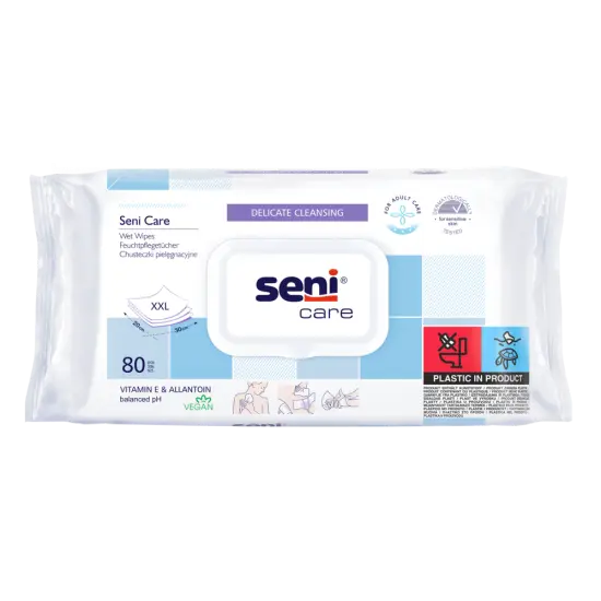 Lingettes humides Seni Care Allantoïne & Vit. E - 80 pièces