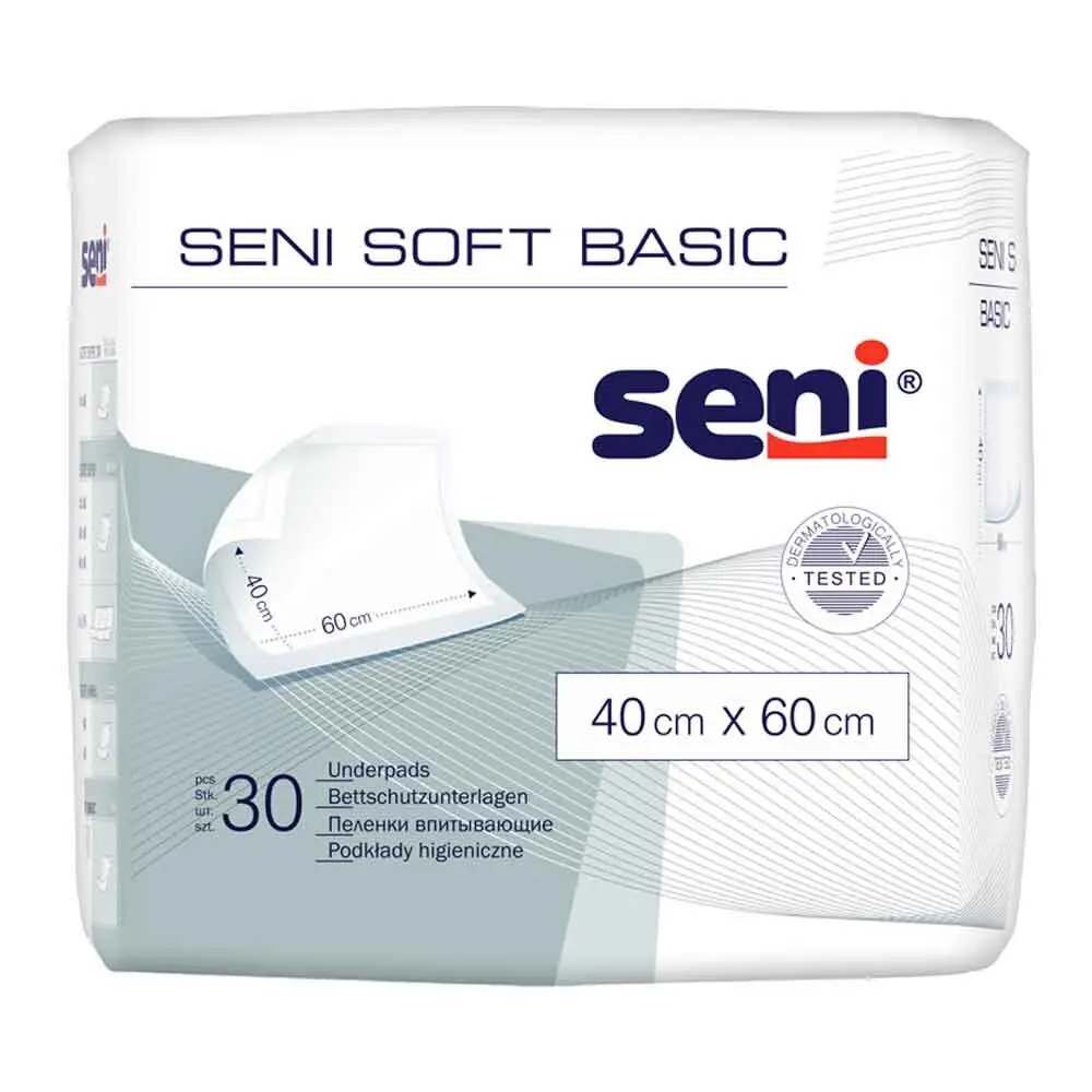 Seni Soft Basic Dry Absorberende onderlegger 40x60cm - Omdoos (8 x 30 stuks)