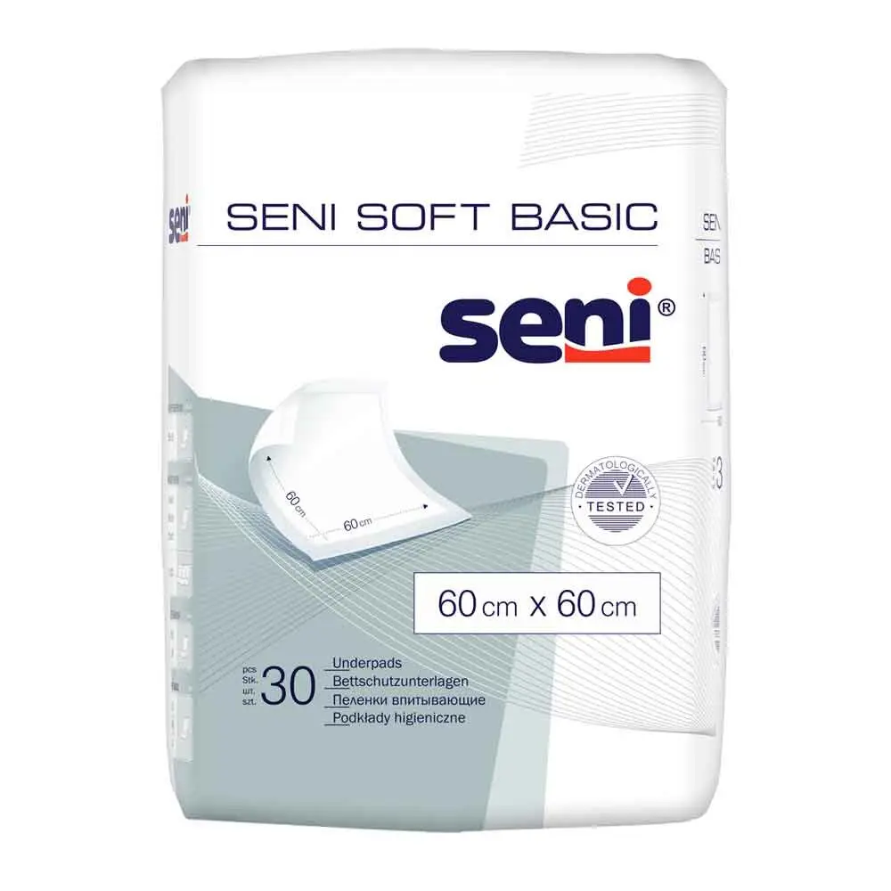 Seni Soft Basic Dry Absorberende onderlegger 60x60cm - Omdoos (4 x 30 stuks)