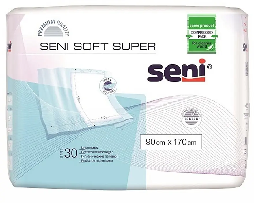 Seni Soft Super Dry Hoog absorberende onderlegger 90 x 60cm - Omdoos (4 x 15 stuks)