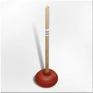 Déboucheur de toilettes en caoutchouc avec manche en bois - 1 pièce
