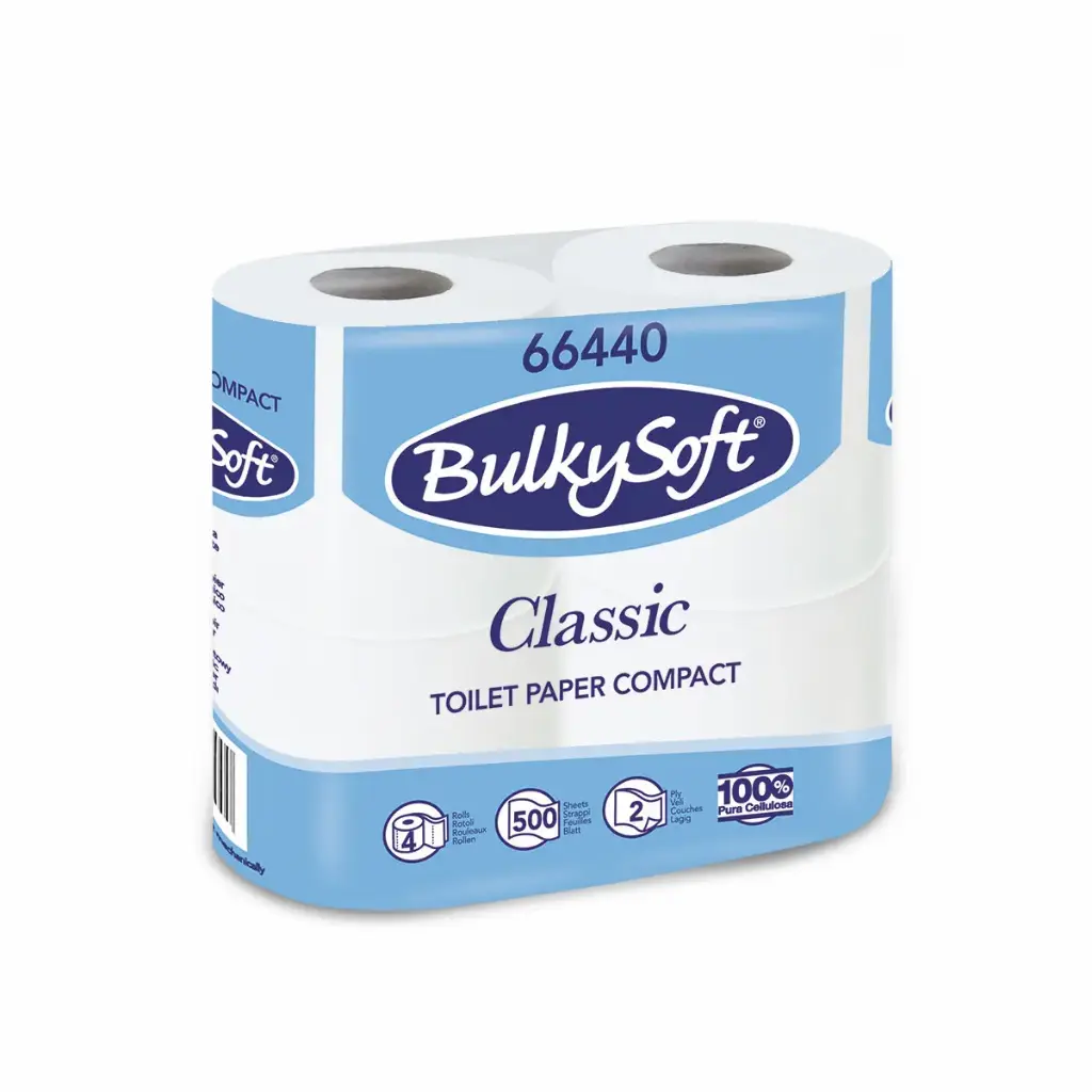 Papier toilette blanc 2L Cellulose 500 feuilles - 10 x 4 pièces