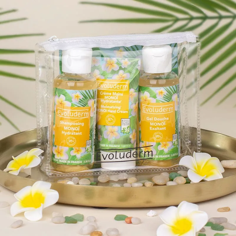 Evoluderm Monoï Travel Kit - Luxe verzorgingsset in reisetui - 3 delig