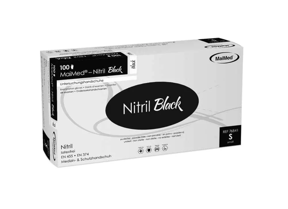 MAIMED SOLUTION BLACK L Gants nitrile PF/NS - 100 pièces