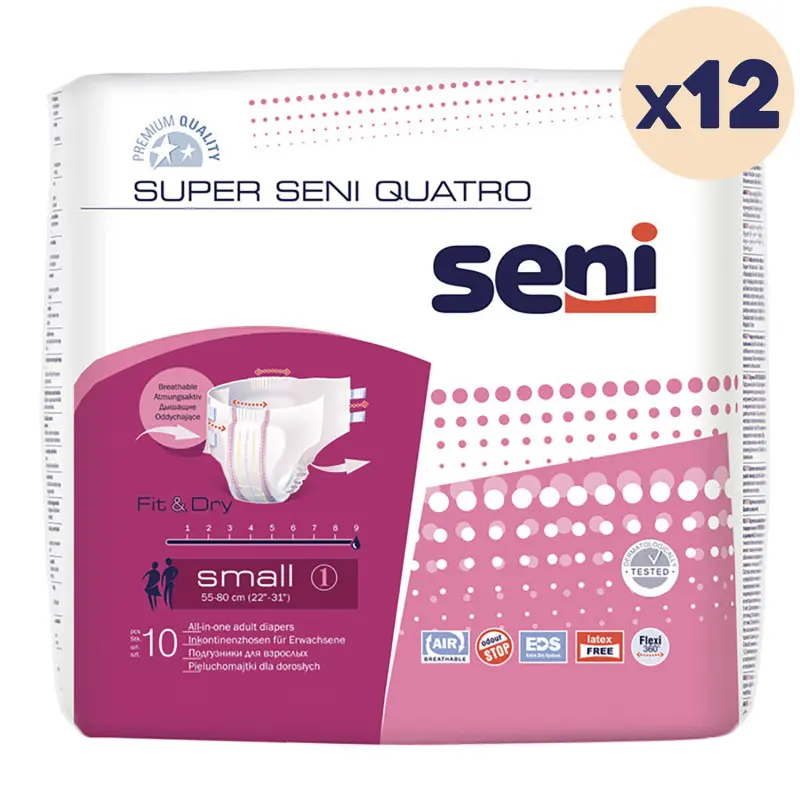 Super Seni Quatro Small - Omdoos (12 x 10 stuks)