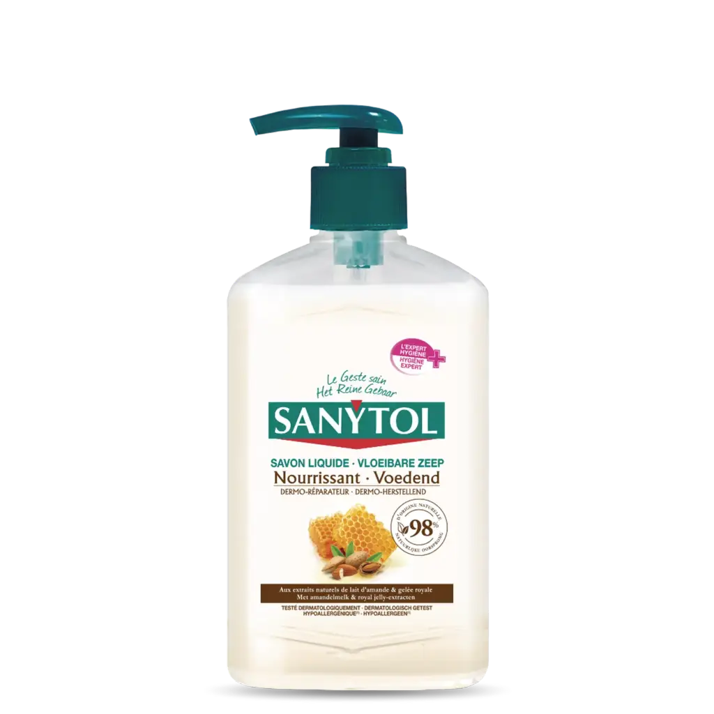 Savon nourrissant antibactérien Sanytol – Lait d'amande & Gelée royale - 250 ml