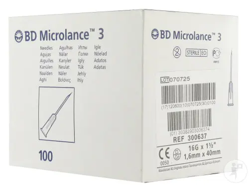 BD Microlance Naalden 16G(1,6mm) x 40mm Wit - 100 stuks