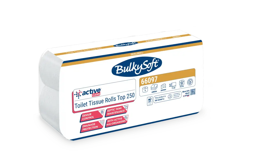 Active Clean Papier Toilette Blanc 3L Cellulose 250 Feuilles - 9 x 8st