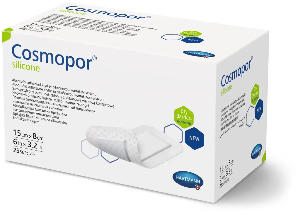 Hartmann Cosmopor Silicone Pansement Postopératoire Stérile – 15 × 8 cm – 25 pièces