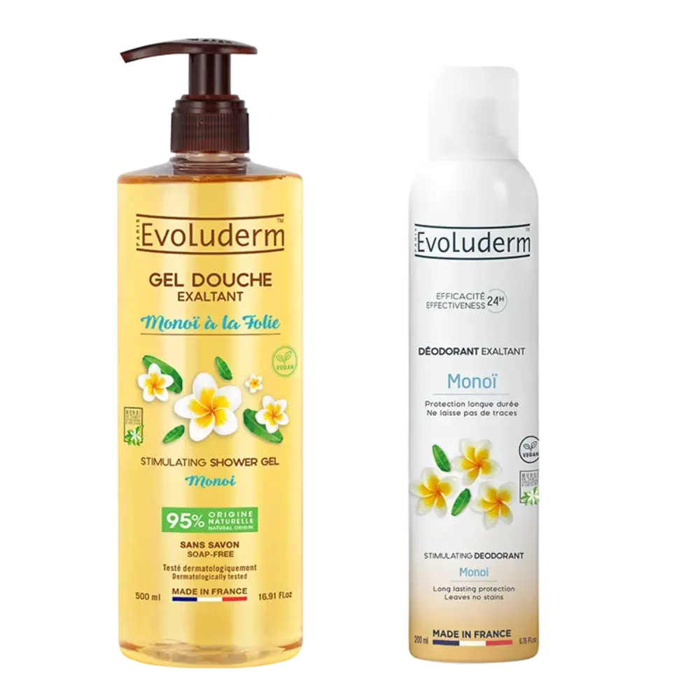 Eindejaarsgeschenk - Evoluderm Douchegel en deodorant - Monoï à la Folie