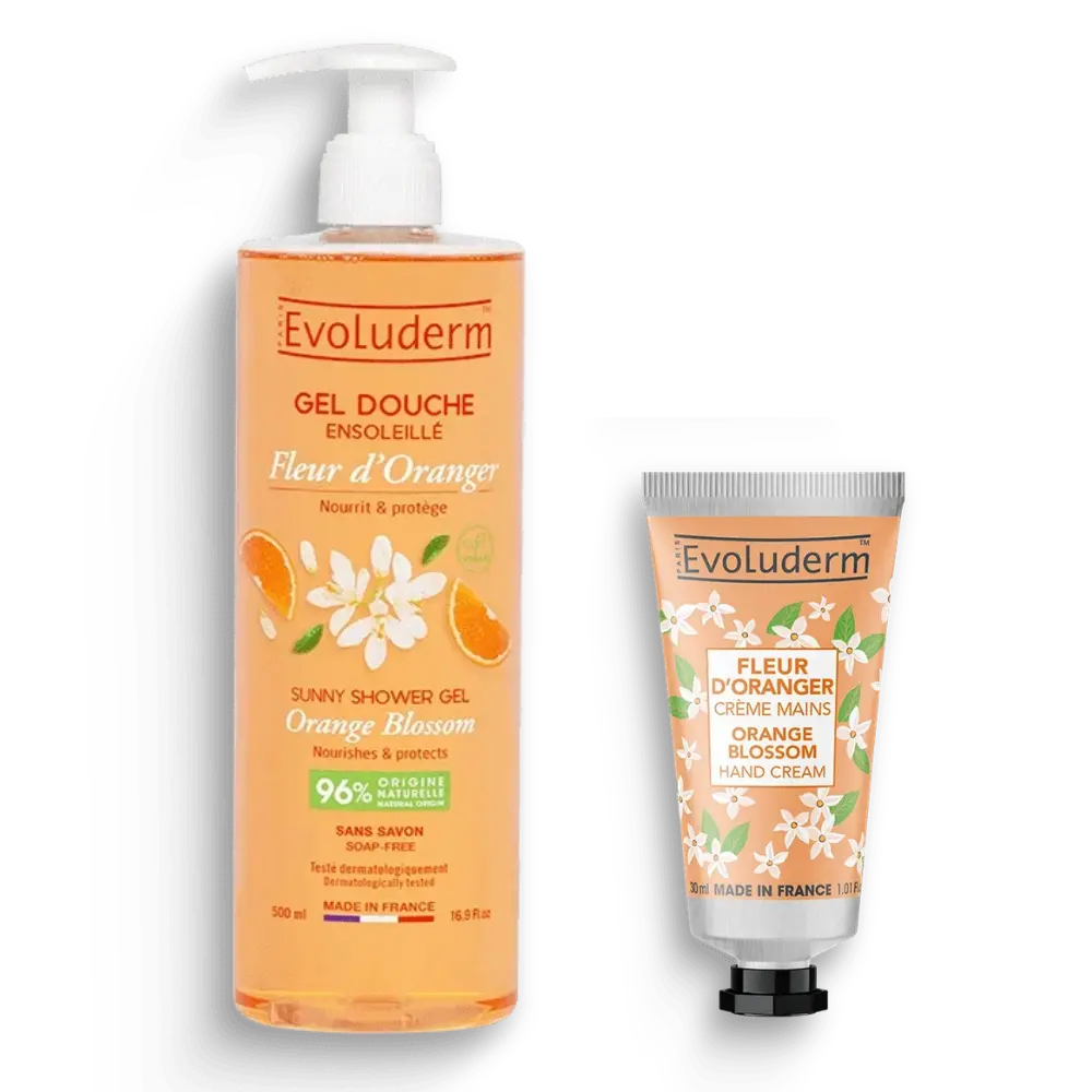 Eindejaarsgeschenk - Evoluderm Douchegel en handcrème - Fleur d'oranger