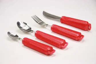[5815] Aangepast bestek met rood handvat - set van 4 stuks