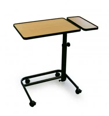 [6807] Table de lit avec tablette latérale fixe en hêtre - 1 pièce