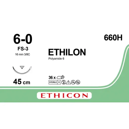 [1536] Ethilon Hechtdraad 6-0 FS-3 16mm 3/8c 45cm - 12 stuks