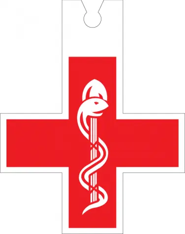 [4742] Kruis Dokter rood met zuignap - 1st