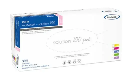 [6433] MAIMED SOLUTION PINK S Gants nitrile PF/NS - 100 pièces