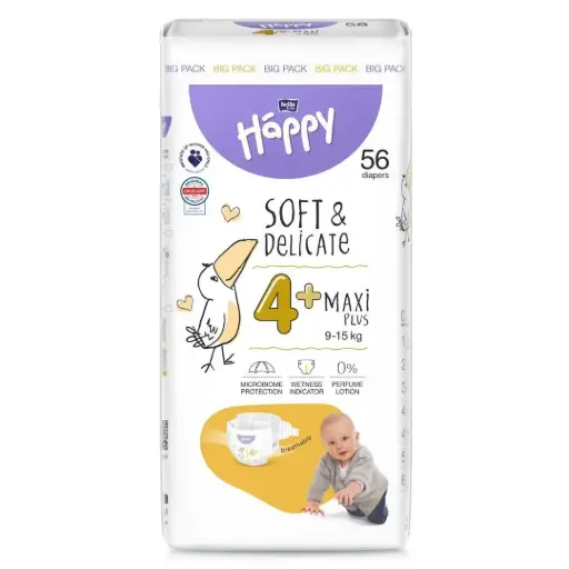 [6498] Bella Baby Happy Luiers Maxi Plus - Maat 4+ (9-15kg) - Omdoos (3 x 56 stuks)