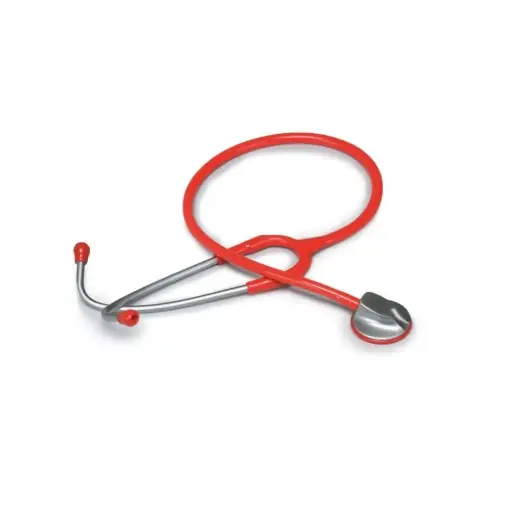 [2465] Stéthoscope anatomique Moretti à pavillon plat rouge