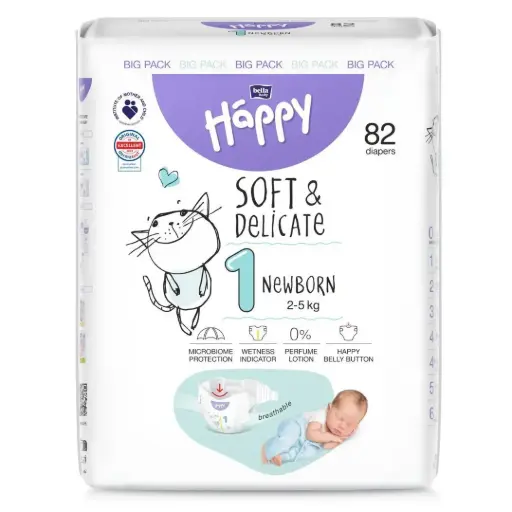 [6492] Bella Baby Happy Luiers Newborn - Maat 1 (2-5kg) - Omdoos (6 x 82 stuks)