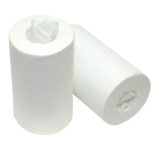 [4196] BulkySoft Poetsrollen Mini zonder koker Wit 1-laags 20cm x 120m – 12 rollen
