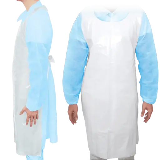 [174] Schort PE Wit (z. mouw) Light 16 µm (75cm x 120 cm) - 100st