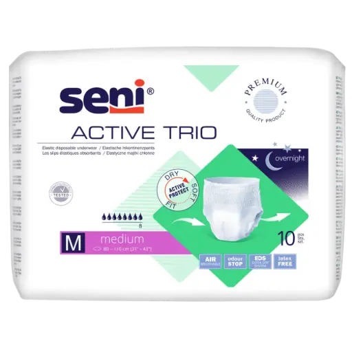 [6360] Seni Active Trio Large - Omdoos (8 x 10 stuks)