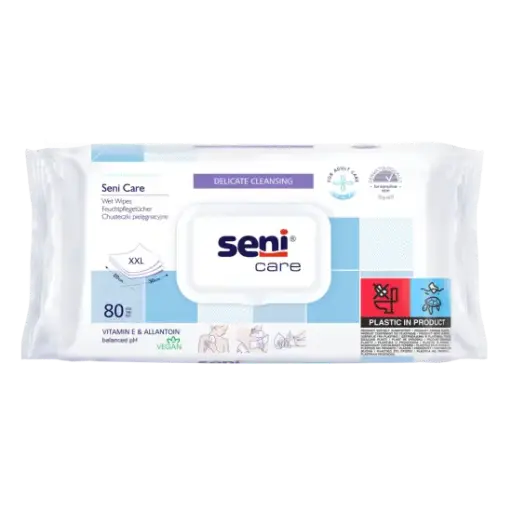 [6102] Lingettes humides Seni Care Allantoïne & Vit. E - 8 x 80 pièces