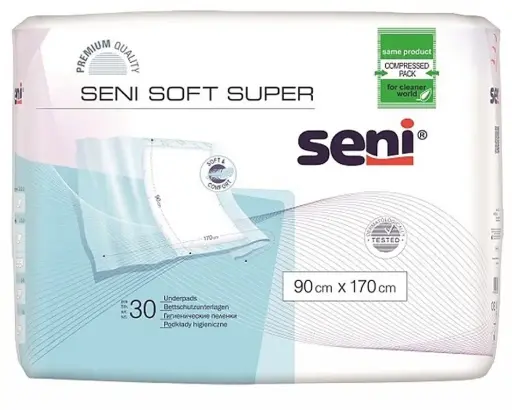 [6128] Seni Soft Super Dry Hoog absorberende onderlegger 90 x 60cm - Omdoos (4 x 15 stuks)