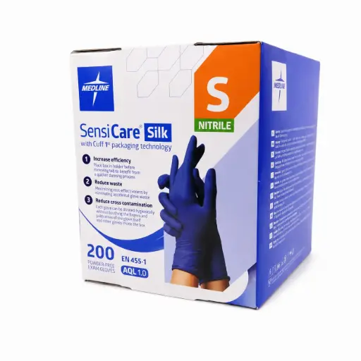 [2988] Gants Sensicare SMALL Nitrile NS/PF Bleu - 200 pièces