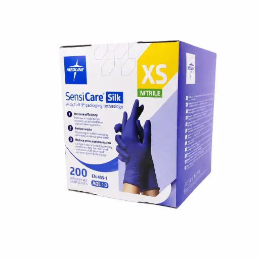 [2986] Gants Sensicare XS Nitrile NS/PF Bleu - 200 pièces