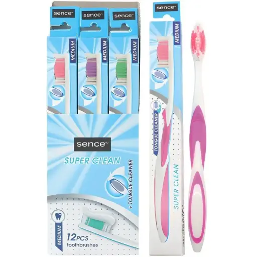 [1540] Brosse à dents Super Clean Medium - 12 pièces